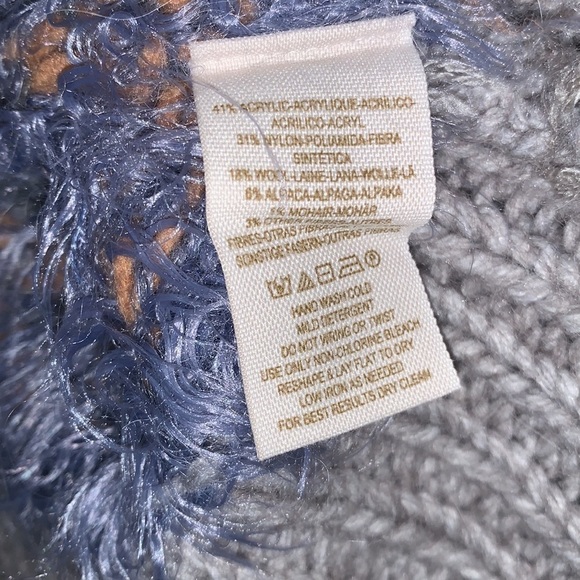 FREE People Blue Wool Alpaca Nordic Party Fuzzy Cardigan Size Medium - Picture 8 of 12